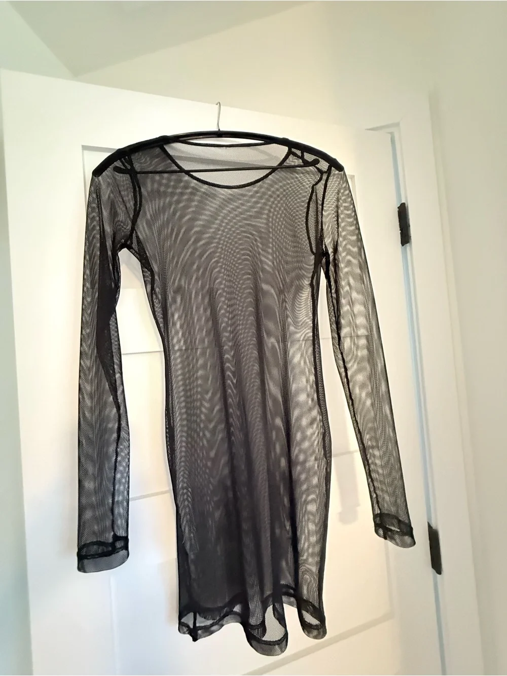 Black Sheer Mesh Swim Coverup Dress - Lightweight Beach Tunic